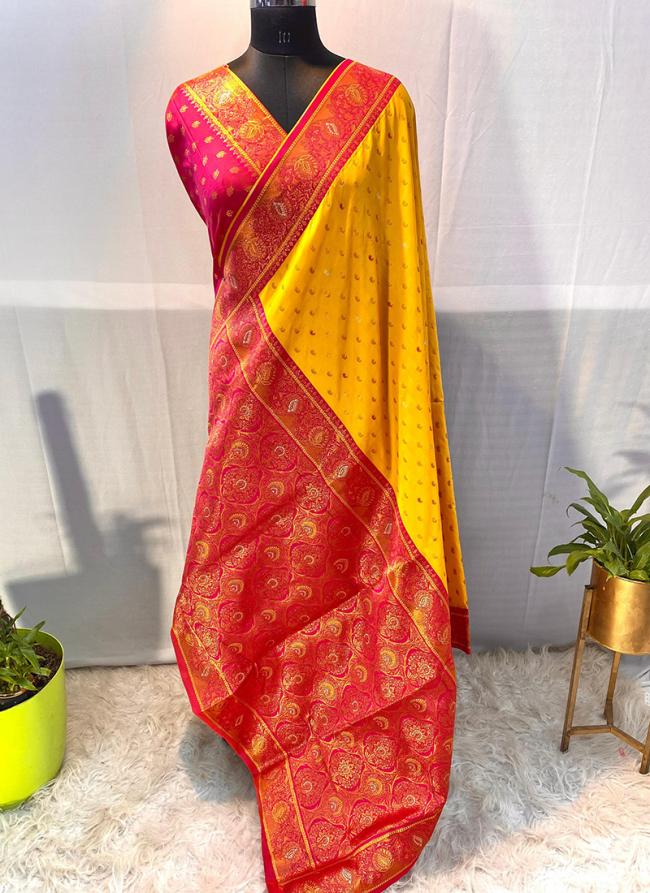 Pure Paithani Silk Yellow Wedding Wear Weaving Saree